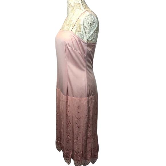 Vintage Samax New York pink lace & sheer tiered dress size medium - Picture 4 of 12